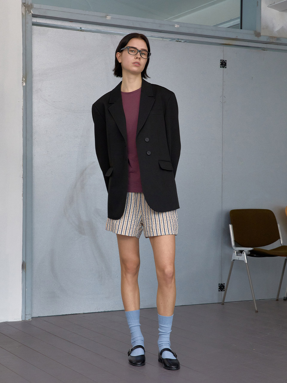 2nd / stripe banding shorts - beigeBRENDA BRENDEN