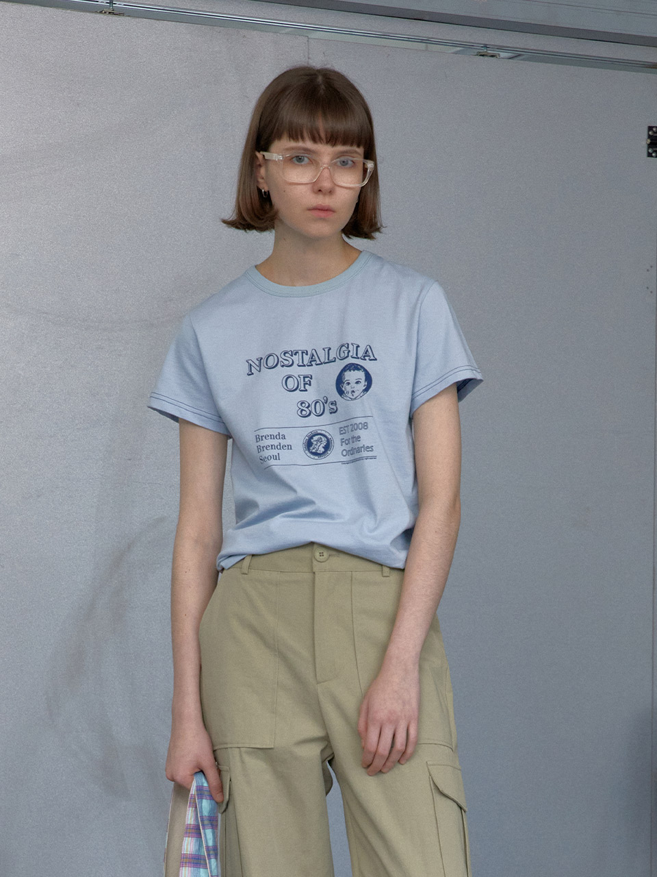 8th / 80&#039;s print t-shirt - sky blueBRENDA BRENDEN